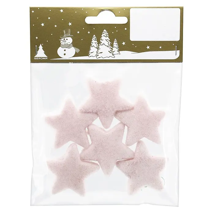 Geroma Christbaumschmuck Sterne - Rosa, Kunststoff, 6 Stk. - Packung mit hellrosafarbenen Filzsternen.