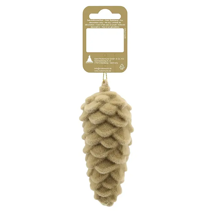Geroma Christbaumschmuck Tannenzapfen - Hellbraun, Kunststoff, 1 Stk. - Flauschiger hellbrauner Tannenzapfen-Weihnachtsanhänger mit Schnur.