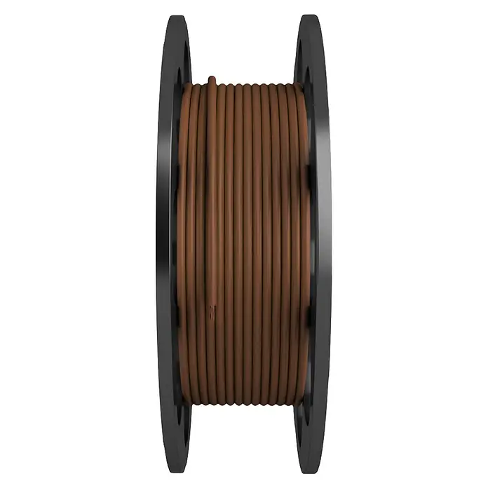 Cable unipolar a metros Toxfree H07Z1K a metros - Marrón, H07Z1-K, Número de cables: 1 ud., 16 mm² - Carrete de alambre aislado marrón sobre una bobina negra.