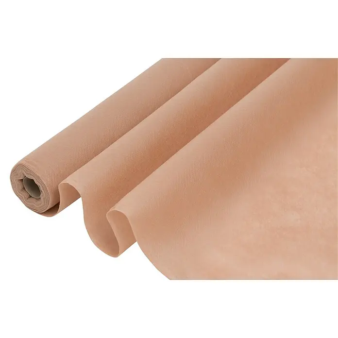 Windhager Winterschutzvlies - L x B: 5 x 2 m, Beige, Grammatur: 30 g/m² - Teilweise abgerollte Rolle aus nudefarbenem, leichtem Stoff mit weichen Falten.