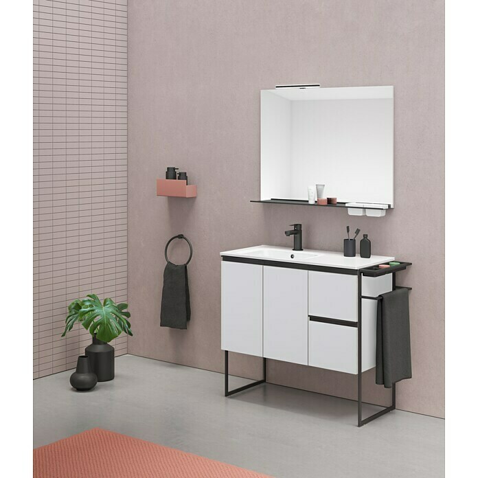 Riva Structure Waschtischunterschrank (46 x 89,5 x 84,5 cm, Weiß, Matt)