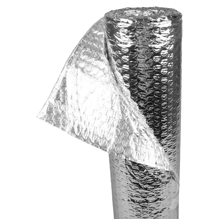 Windhager Kälteschutz - Garten, B x L: 50 x 500 cm, Silber - Rolle silberner Isolierfolie mit Blasenstruktur, teilweise abgerollt.