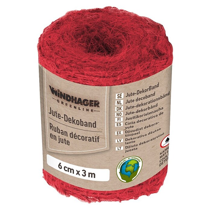 Windhager Jutegewebeband (Rot, L x B: 3 m x 6 cm)