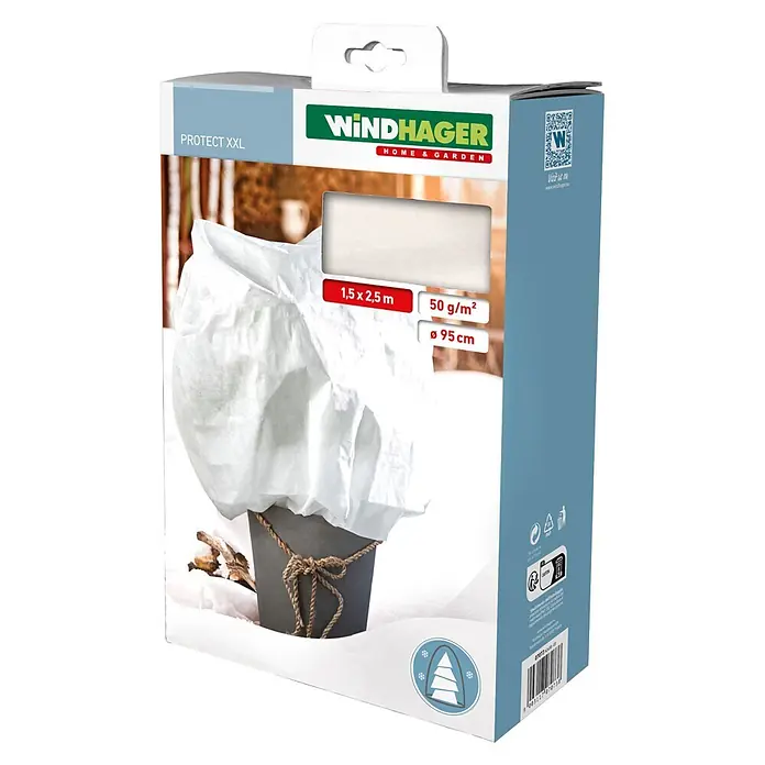 Windhager Winterschutzvlies - 2,5 x 1,5 m, Beige, Garten, 50 g/m² - Weißes Windhager PROTECT XXL Winterschutzvlies für Topfpflanzen im Schnee.