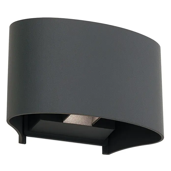 Orion Leuchten LED-Außenwandleuchte - 10 x 16,5 x 10 cm, IP54 - Dunkelgraue, gebogene Wandleuchte für Up/Down-Beleuchtung mit texturierter Oberfläche.