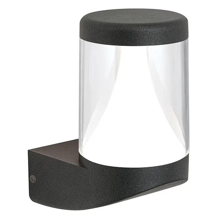 Orion Leuchten LED-Außenwandleuchte - 15,5 x 10,8 x 20 cm, IP65 - Dunkelgraue Außenwandleuchte mit klarem zylindrischem Diffusor.