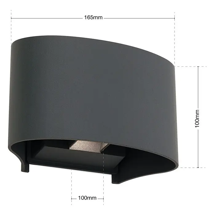 Orion Leuchten LED-Außenwandleuchte - 10 x 16,5 x 10 cm, IP54 - Anthrazitfarbene, gebogene Wandleuchte (165x100x100mm).