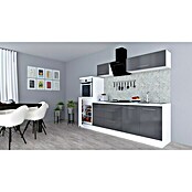 Respekta Premium Composición de cocina (Ancho: 270 cm, Con dispositivos eléctricos, Gris de alto brillo)
