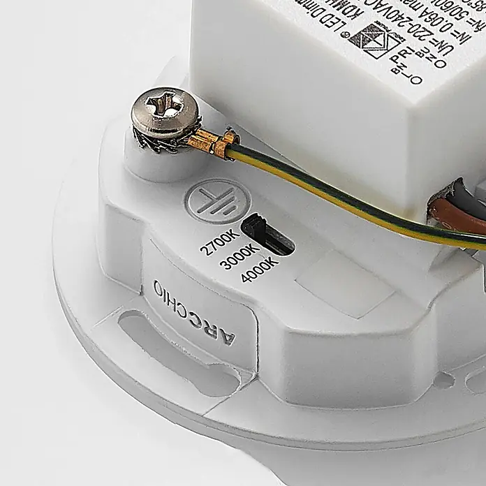 Arcchio Wandleuchte Vexi - L x B x H: 7,5 x 7,5 x 7,5 cm, alu / grau / zink - Weißer LED-Treiber mit Farbtemperaturschalter (2700K, 3000K, 4000K) und Erdungsanschluss.
