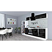 Respekta Premium Composición de cocina (Ancho: 280 cm, Con dispositivos eléctricos, Negro de alto brillo)