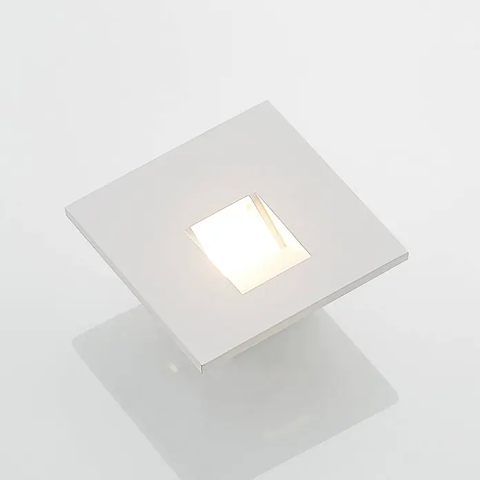 Arcchio Wandleuchte Vexi - weiß / opal - Weißes quadratisches LED-Einbaulicht, beleuchtet.