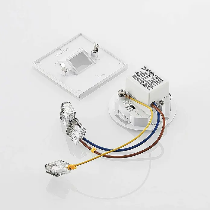 Arcchio Wandleuchte Vexi - weiß / opal - Weißes Einbau-LED-Lichtmodul mit dimmbarem Treiber, einstellbarer Farbtemperatur (2700K-4000K) und Verdrahtungsanschlüssen.
