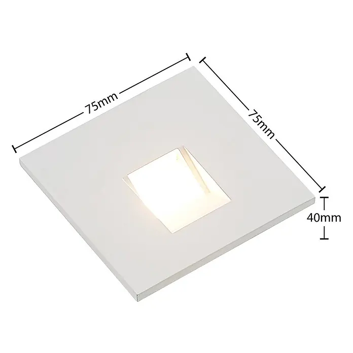 Arcchio Wandleuchte Vexi - weiß / opal - Weißer quadratischer LED Einbaustrahler, 75x75x40mm.