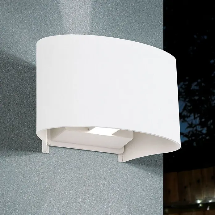 Orion Leuchten LED-Außenwandleuchte - 10 x 16,5 x 10 cm, IP54 - Weiße, geschwungene Außenwandleuchte mit Abwärtsbeleuchtung.