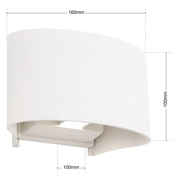 Orion Leuchten LED-Außenwandleuchte - 10 x 16,5 x 10 cm, IP54 - Mattweiße gebogene Wandleuchte mit integriertem, nach unten gerichtetem Licht. 165mm breit, 100mm hoch.