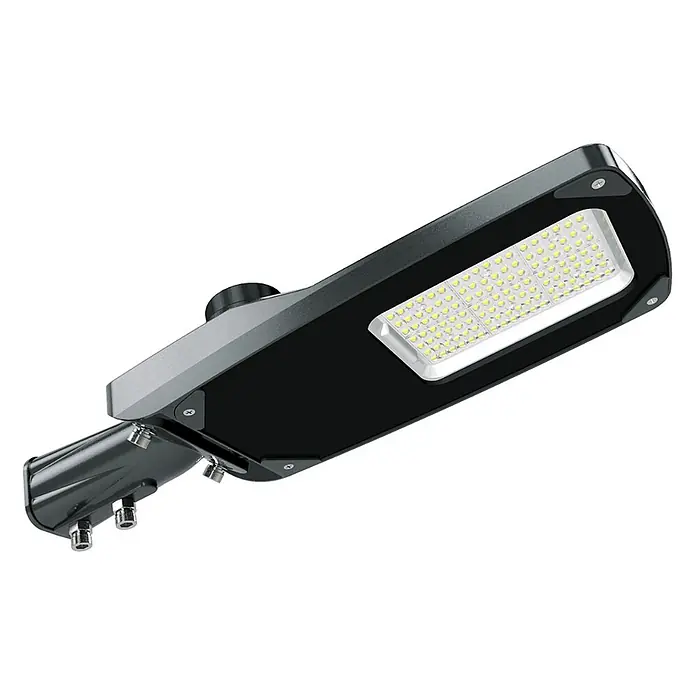 Enovalite LED-Wandstrahler LED-Straßenleuchte - 30 W, Schwarz, Neutralweiß - Moderne schwarze und silberne LED-Straßenleuchte mit rechteckiger LED-Anordnung und Mastbefestigung.