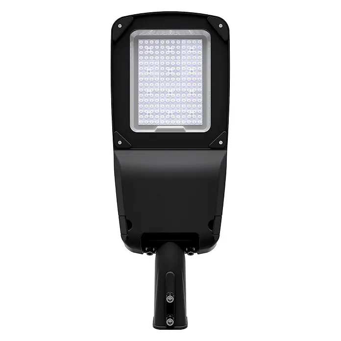 Enovalite LED-Wandstrahler LED-Straßenleuchte - 150 W, L x B x H: 718 x 278 x 103 mm, Schwarz, Warmweiß - Schwarze LED-Straßenleuchte mit rechteckiger Anordnung heller weißer LEDs, zur Mastmontage.