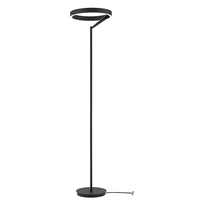 Orion Leuchten LED-Stehleuchte - 40 W, Höhe: 180 cm - Schwarze moderne Stehleuchte mit rundem LED-Leuchtkopf und schlankem Stiel.