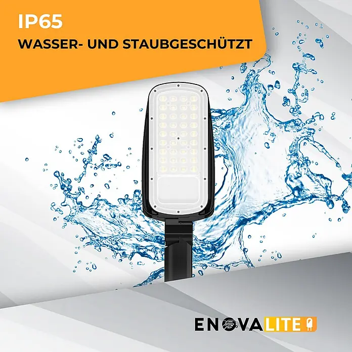 Enovalite LED-Wandstrahler LED-Straßenleuchte - 30 W, Schwarz, Neutralweiß - Schwarze LED-Straßenleuchte mit weißen LEDs, IP65 wasser- und staubgeschützt.