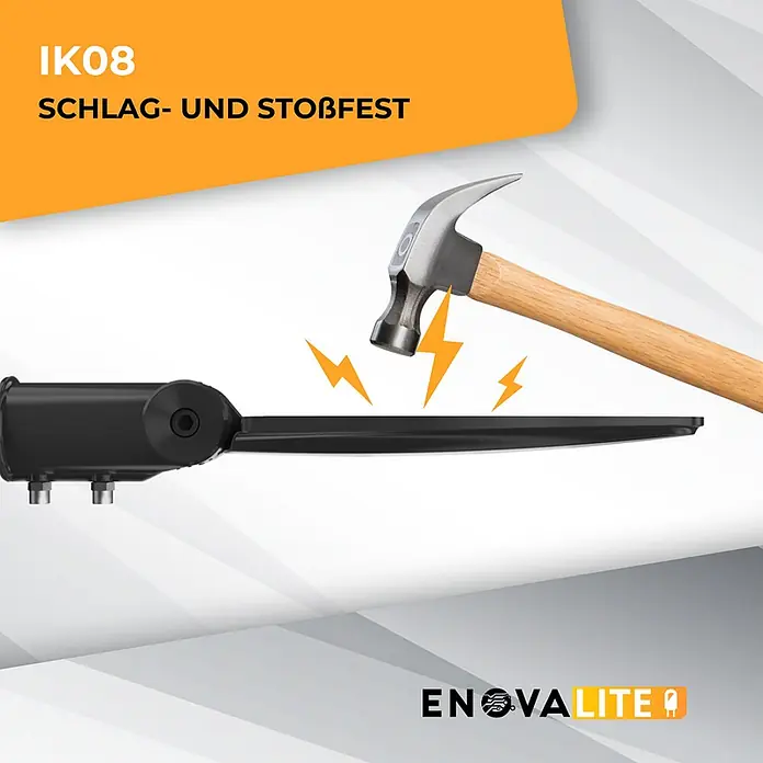 Enovalite LED-Wandstrahler LED-Straßenleuchte - 30 W, Schwarz, Neutralweiß - Robustes schwarzes LED-Licht, IK08 schlagfest, hält einem Hammerschlag stand.