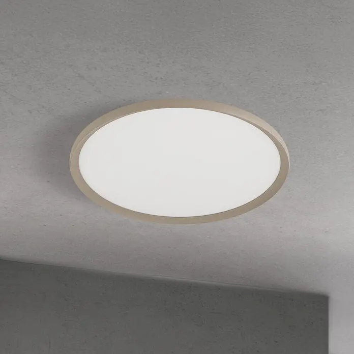 Orion Leuchten LED-Deckenleuchte rund -  - Rundes Deckenlicht mit hellem beigem Rahmen und weißem Diffusor.