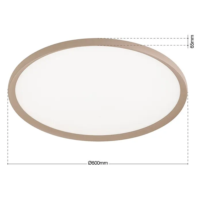 Orion Leuchten LED-Deckenleuchte rund -  - Runde, flache Deckenleuchte mit beigem Rahmen und weißem Diffusor, Ø600mm und 65mm Höhe.