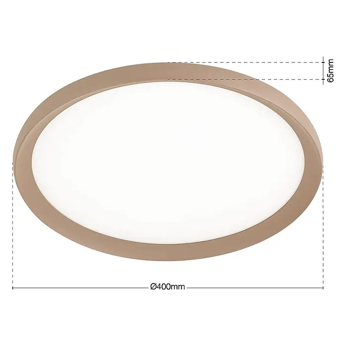 Orion Leuchten LED-Deckenleuchte rund -  - Runde, flache, hellbraune Deckenleuchte mit weißem Diffusor, 400mm Durchmesser und 65mm Höhe.