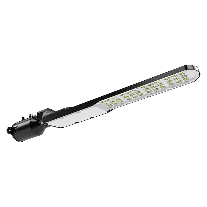 Luxula LED-Wandstrahler LED-Straßenleuchte - 100 W, Schwarz, Neutralweiß - Schlanke schwarze LED-Straßenleuchte mit mehreren gelb getönten LED-Modulen für die Außenbeleuchtung.