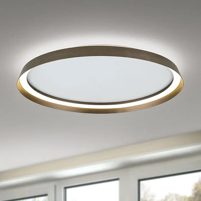Orion Leuchten LED-Deckenleuchte rund -  - Runde LED-Deckenleuchte in gebürsteter Bronzeoptik, spendet Umgebungs- und Direktbeleuchtung.