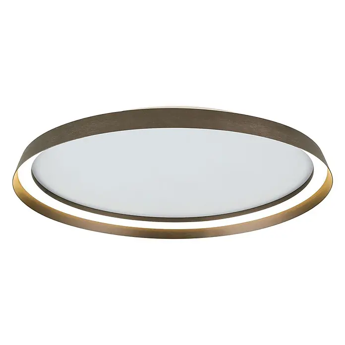 Orion Leuchten LED-Deckenleuchte rund -  - Runde Deckenleuchte mit gebürstetem Bronze-Außenring, leuchtendem Innenband und weißem Diffusor.