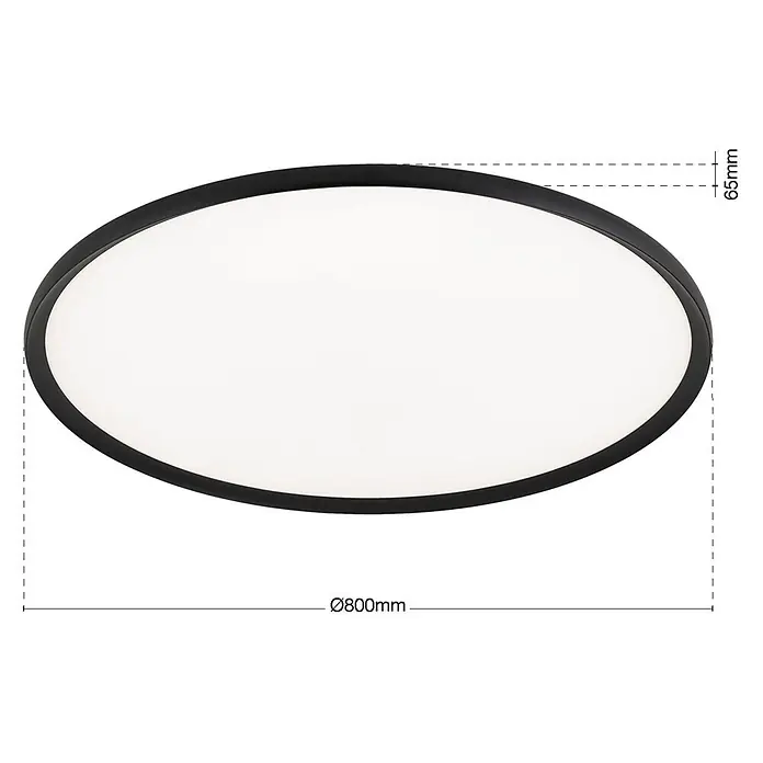 Orion Leuchten LED-Deckenleuchte rund -  - Runde schwarze Deckenleuchte mit weißem Diffusor, 800mm Durchmesser, 65mm Höhe.