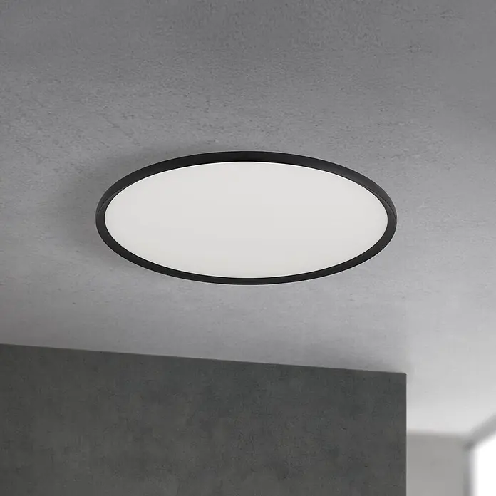 Orion Leuchten LED-Deckenleuchte rund -  - Ovale LED-Deckenleuchte mit schwarzem Rahmen und weißem Diffusor.