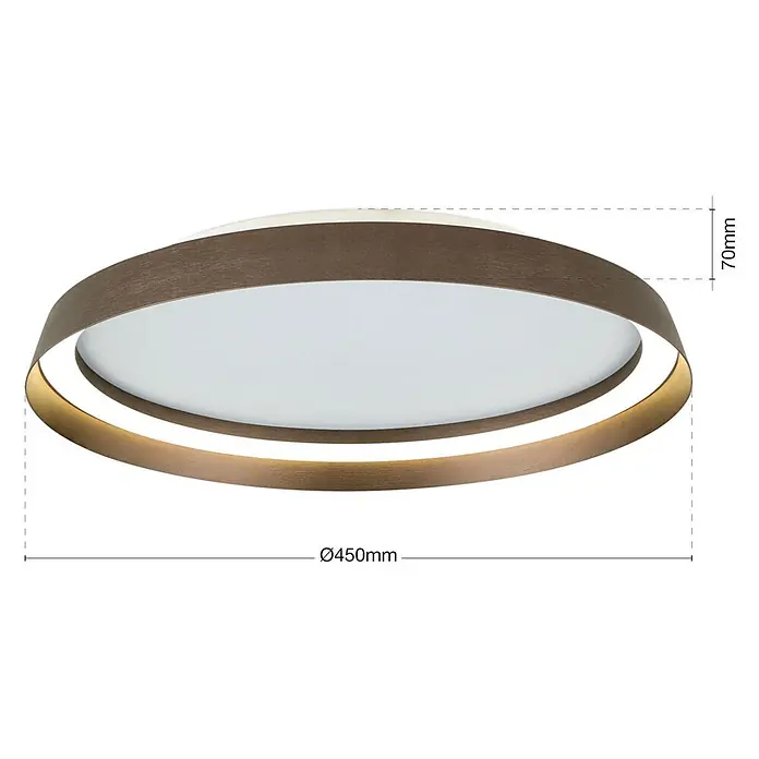 Orion Leuchten LED-Deckenleuchte rund -  - Runde LED-Deckenleuchte in Braun und Bronze mit weißem Diffusor und geschichtetem Design.