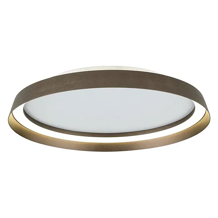 Orion Leuchten LED-Deckenleuchte rund -  - Moderne LED-Deckenleuchte mit zwei konzentrischen braunen und bronzefarbenen Ringen, von denen einer leuchtet, um einen weißen Diffusor.