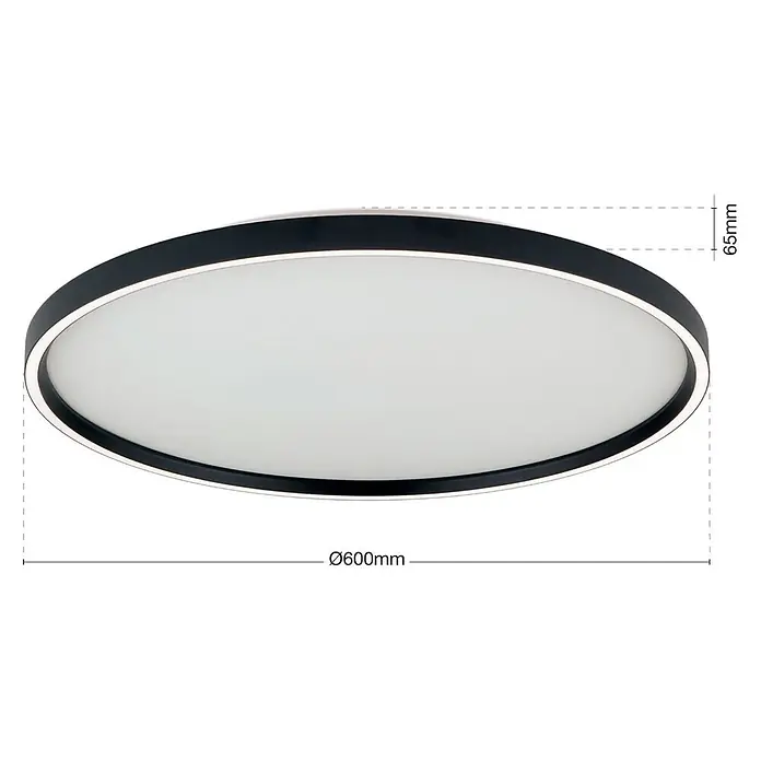 Orion Leuchten LED-Deckenleuchte rund -  - Runde LED-Deckenleuchte mit schwarzem Rahmen und weißem Diffusor, Ø600mm.