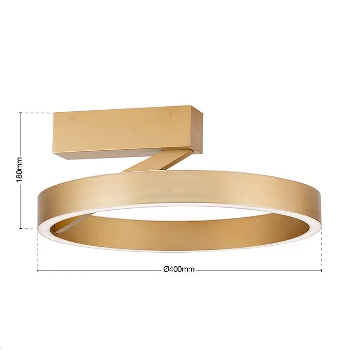 Orion Leuchten Deckenleuchte Kolk Gold -  - Goldfarbene runde LED-Deckenleuchte, 400mm Durchmesser, 180mm hoch, mit gebürsteter Metalloberfläche.