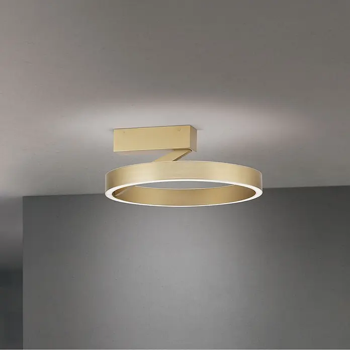 Orion Leuchten Deckenleuchte Kolk Gold -  - Moderne goldene LED-Deckenleuchte mit Ringdesign und rechteckiger Basis.