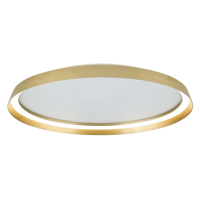 Orion Leuchten LED-Deckenleuchte rund -  - Runde Deckenleuchte mit gebürstetem Goldrahmen und weißem Diffusor.