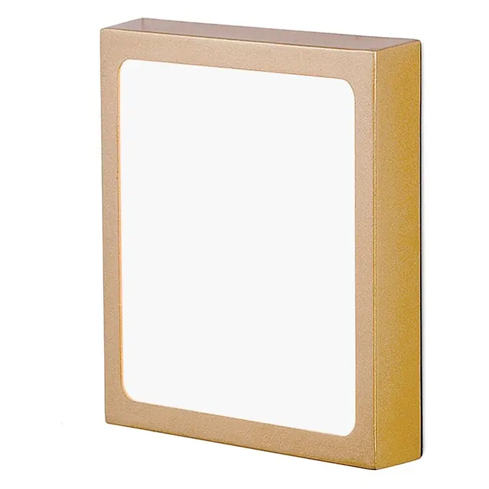 Orion Leuchten LED-Deckenleuchte rund -  - Quadratische Aufbau-LED-Deckenleuchte mit goldenem Rahmen.