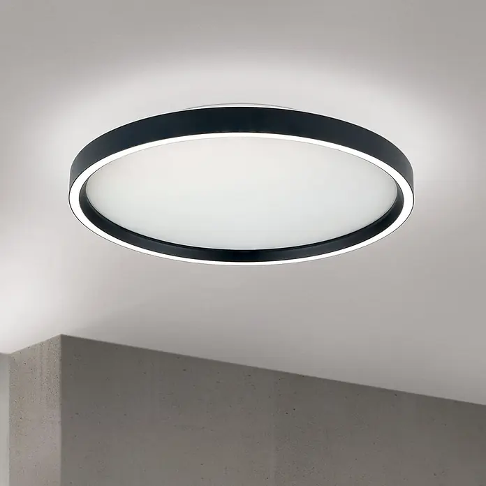 Orion Leuchten Deckenleuchte Masca Schwarz 2750 lm -  - Runde schwarze LED-Deckenleuchte mit weißem Diffusor.
