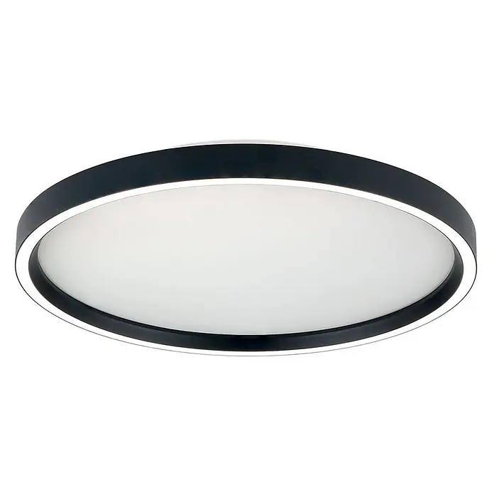Orion Leuchten Deckenleuchte Masca Schwarz 2750 lm -  - Runde LED-Deckenleuchte mit schwarzem Außenrand und beleuchtetem weißem Diffusor.