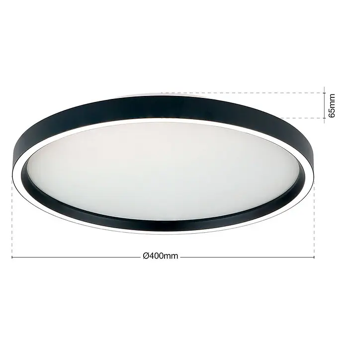 Orion Leuchten Deckenleuchte Masca Schwarz 2750 lm -  - Runde schwarze Deckenleuchte mit weißem Diffusor, Ø400mm, 65mm hoch.
