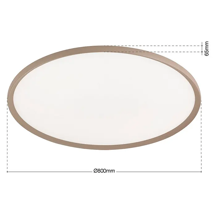 Orion Leuchten LED-Deckenleuchte rund -  - Runde Deckenleuchte mit hellbraunem Rahmen und weißem Diffusor, Ø800mm Durchmesser und 65mm Höhe.