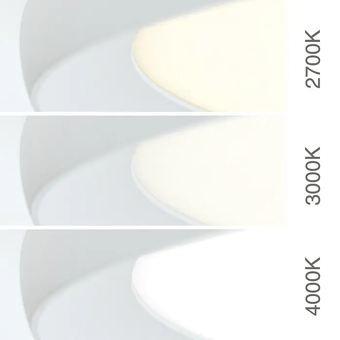 Orion Leuchten LED-Deckenleuchte rund -  - Weiße Leuchte zeigt 2700K (Warmweiß), 3000K (Neutralweiß) und 4000K (Kaltweiß) Licht.