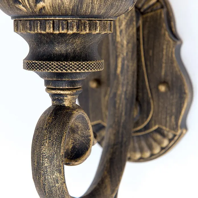 Orion Leuchten Außenwandleuchte - 24,4 x 17 x 48,7 cm, IP23 - Verzierte Wandleuchte in Antikbronze, mit gealterter Schwarz-Gold-Oberfläche und feinen Texturen.