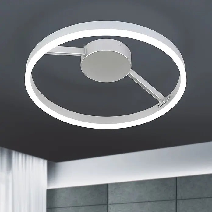 Orion Leuchten LED-Deckenleuchte rund -  - Weiße/silberne kreisförmige LED-Deckenleuchte.
