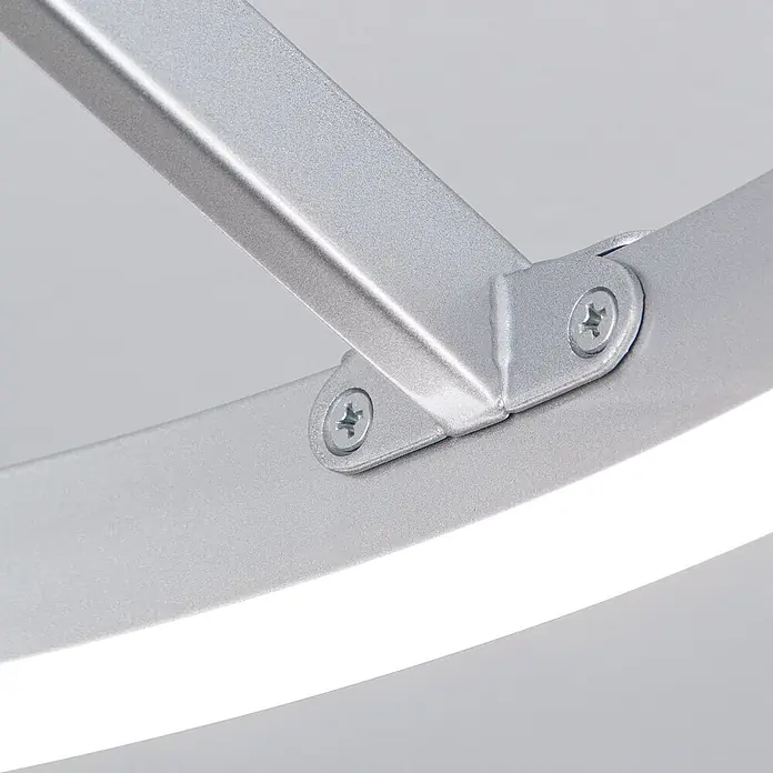 Orion Leuchten LED-Deckenleuchte rund -  - Silbergraues Metallgelenk verbindet zwei Rahmenteile mit Schrauben mit Sternantrieb.