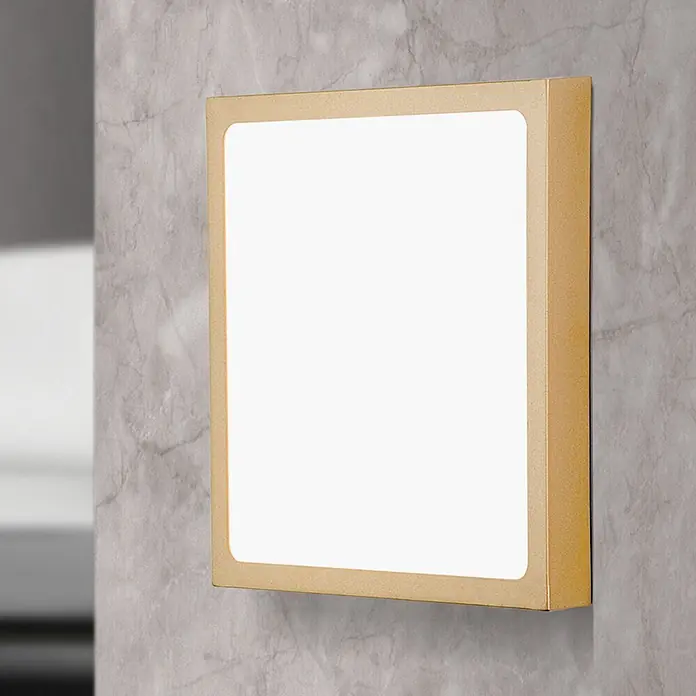 Orion Leuchten LED-Deckenleuchte rund -  - Beleuchtete quadratische goldfarbene Wandleuchte.