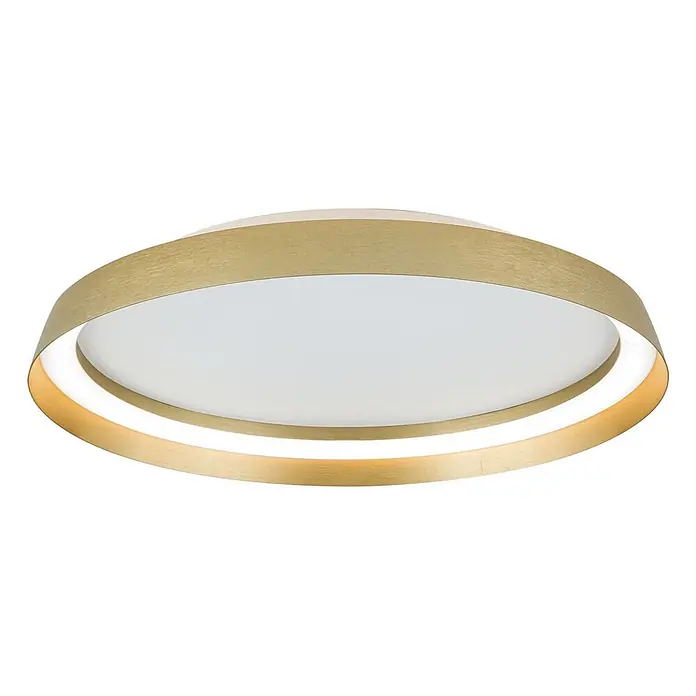 Orion Leuchten LED-Deckenleuchte rund -  - Runde Deckenleuchte mit goldfarbenem, gebürstetem Metallrand und weißem Lichtdiffusor.