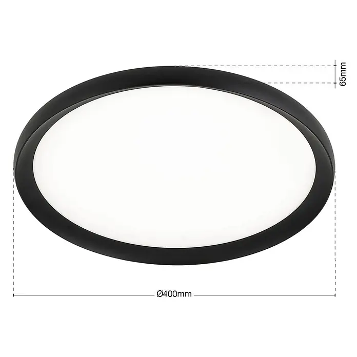 Orion Leuchten LED-Deckenleuchte rund -  - Schwarze runde Deckenleuchte, Ø400mm, 65mm tief, mit weißem Diffusor.